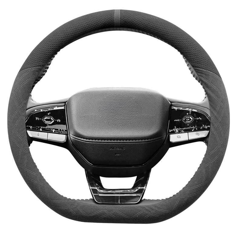 Фото Для Changan Raeton Plus Eado 2th CS75 Plus Замшевый кожаный чехол на руль Нескользящий прочный универсальный автомобильный аксессуар №4