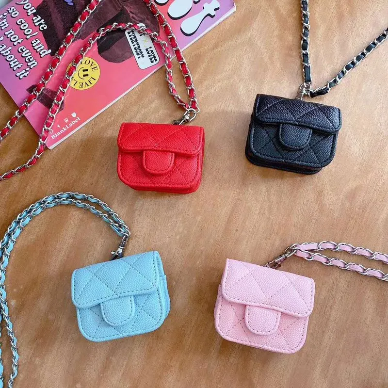 

Luxury Classic Plaid For Airpods Pro 2 3 1 Case With Chain Crossbody Designer Earphone Bag Protecion For Air Pods Airpod Earpod