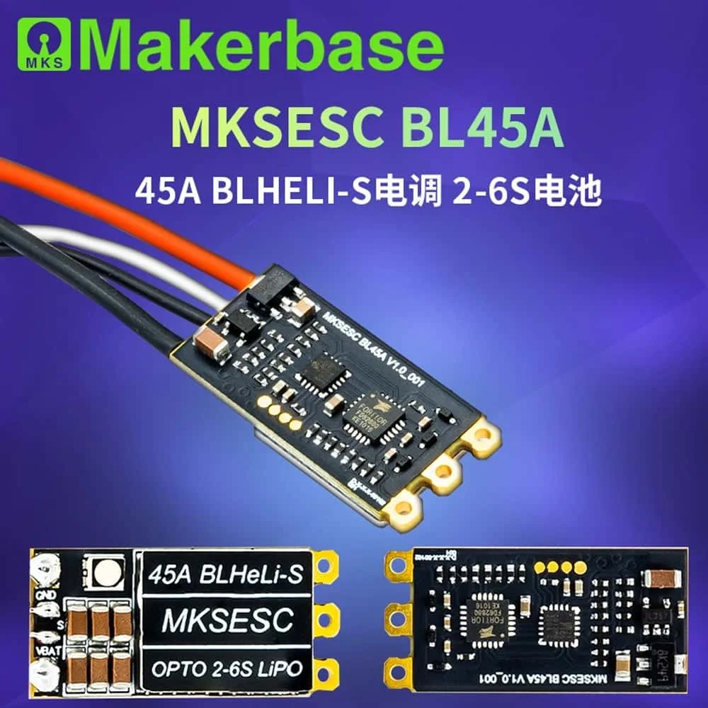 Фото Makebase BLHeLi-S Бесщеточный мини-регулятор с открытым исходным кодом EFM8BB21F16G с 45 А, 6,6 г, поддерживает цифровой дроссель DShot 150/300/600 №4