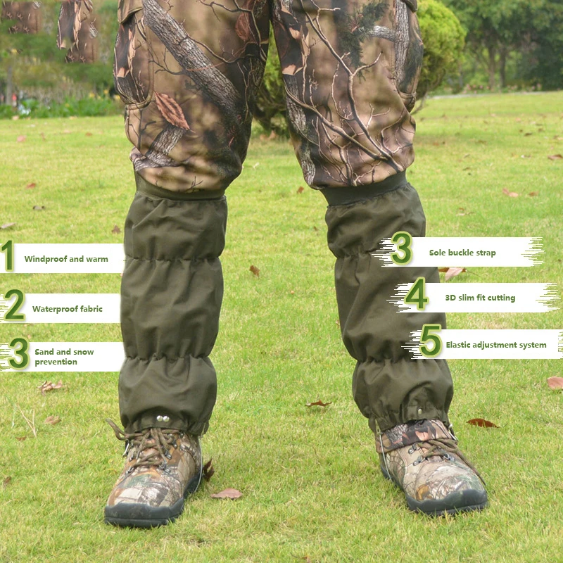 1 пара водонепроницаемых регулируемых гетр для ног со змеей и защитой от укусов