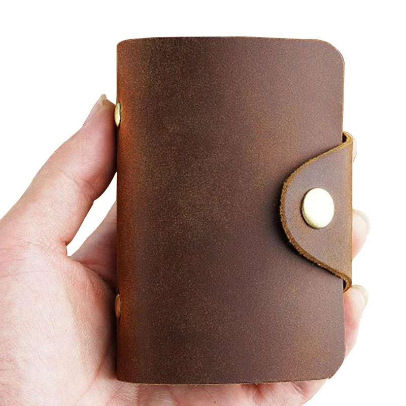 Миниатюрный бумажник из натуральной кожи органайзер для файлов с 20 кармашками