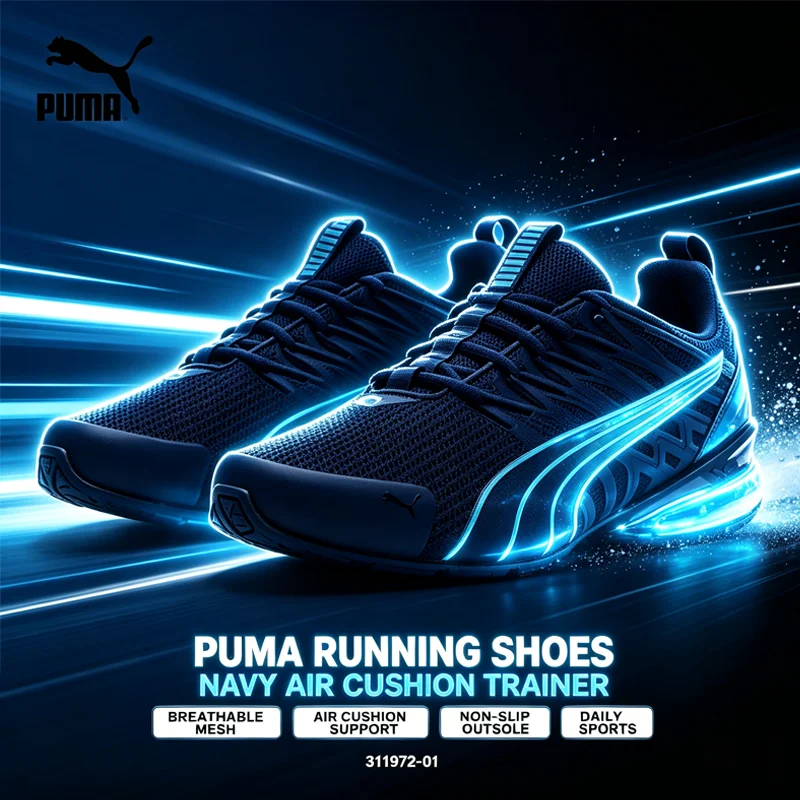 Фото Мужские кроссовки Puma 311972-01 Navy Mesh Air Cushion, амортизирующие дышащие спортивные кроссовки для ежедневных тренировок и пробежек №1