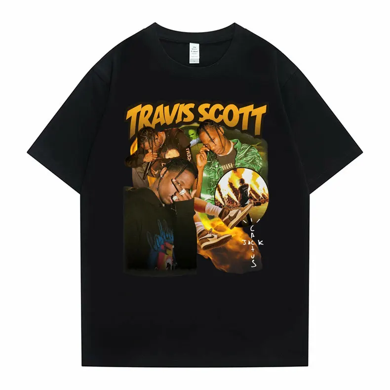 

Travis Scott Hip Hop Tshirt Streetwear Harajuku Cactus Jack T-shirt Men Women Black Oversized T Shirt Men's Loose Fashion Tees