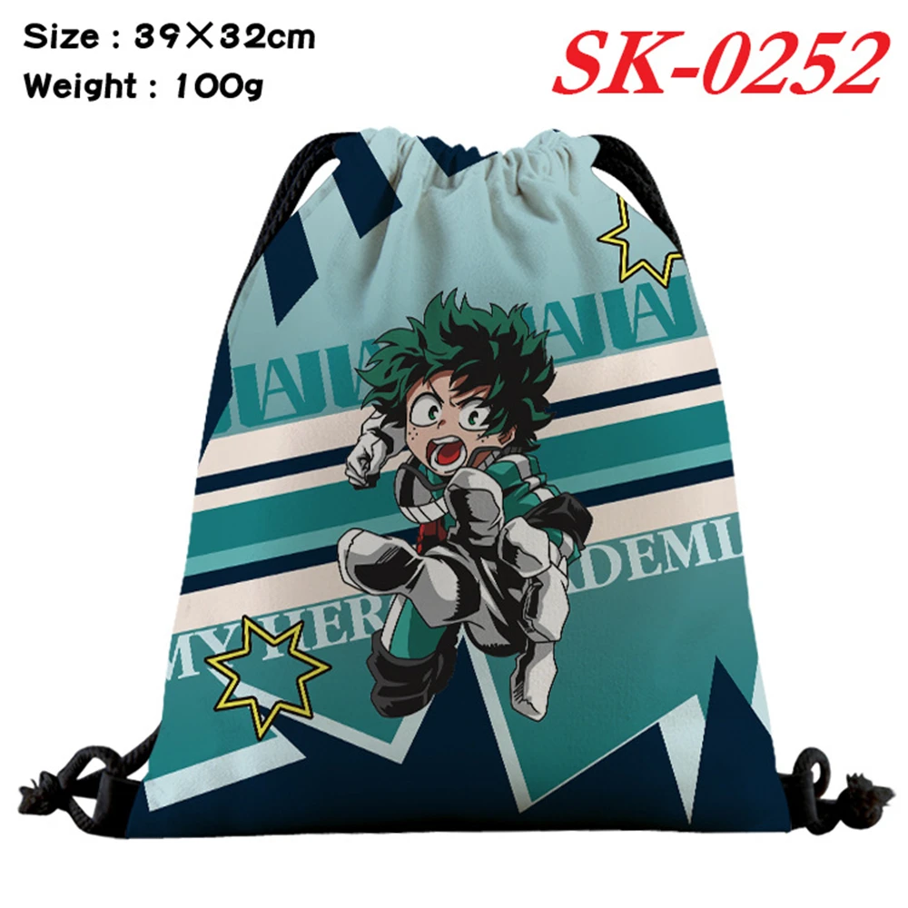 

My Hero Academia Midoriya Izuku Drawstring Bag Print Canvas Cosmetic Stringbag Girls Beachbag Travel Shoes Pouch Casual Backpack