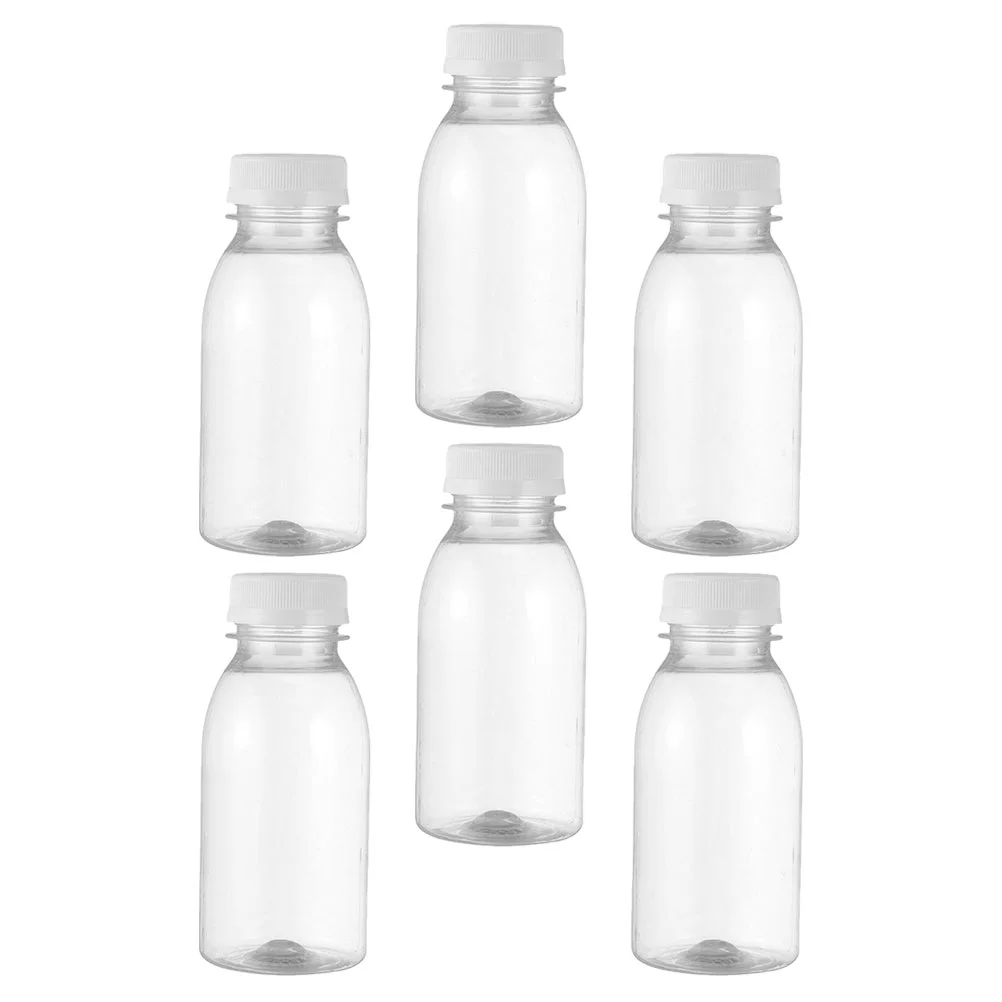 

6 Pcs Milk Bottle Glass Bottles Lids Mini Plastic Small Feeding Fridge Containers Juice Water The Pet Empty Child