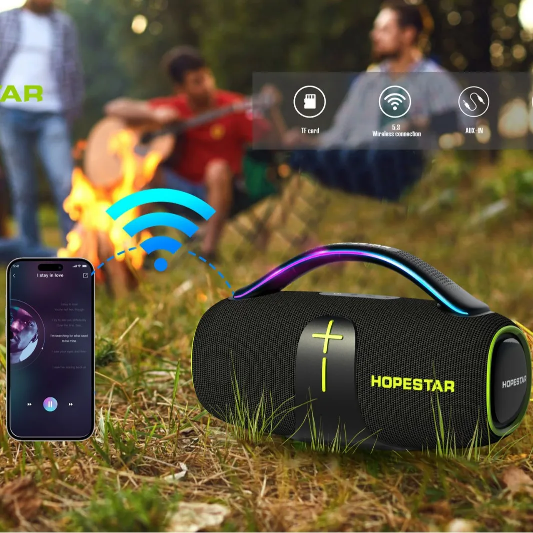 Фото Hopestar H85 Портативная беспроводная связь для Bluetooth-динамика RGB светодиодное освещение Высокий сабвуфер Водонепроницаемая уличная сумка с батарейным питанием №1