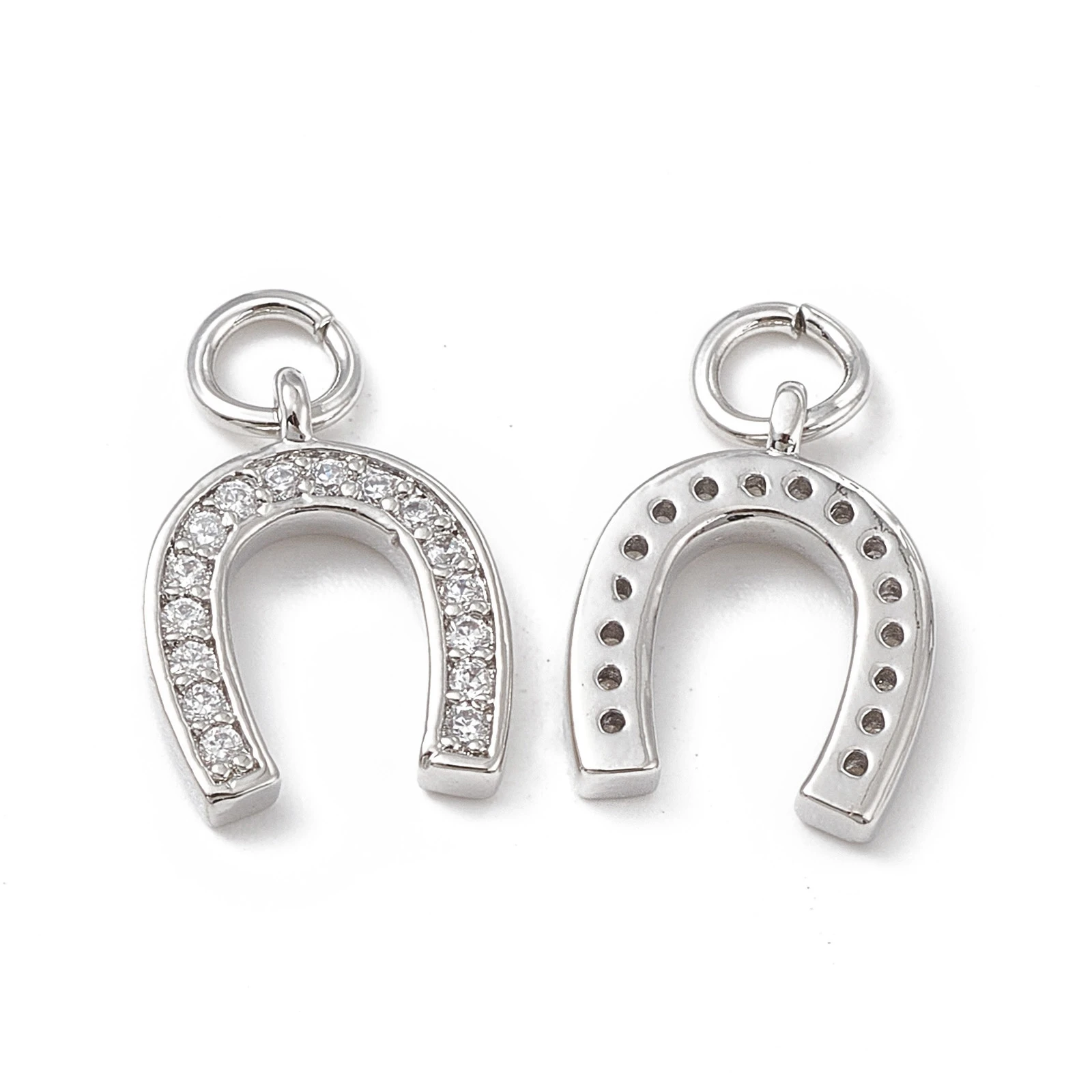 Подвески в форме подковы из латуни с микрозакрепкой 13x10x3 мм 5 шт