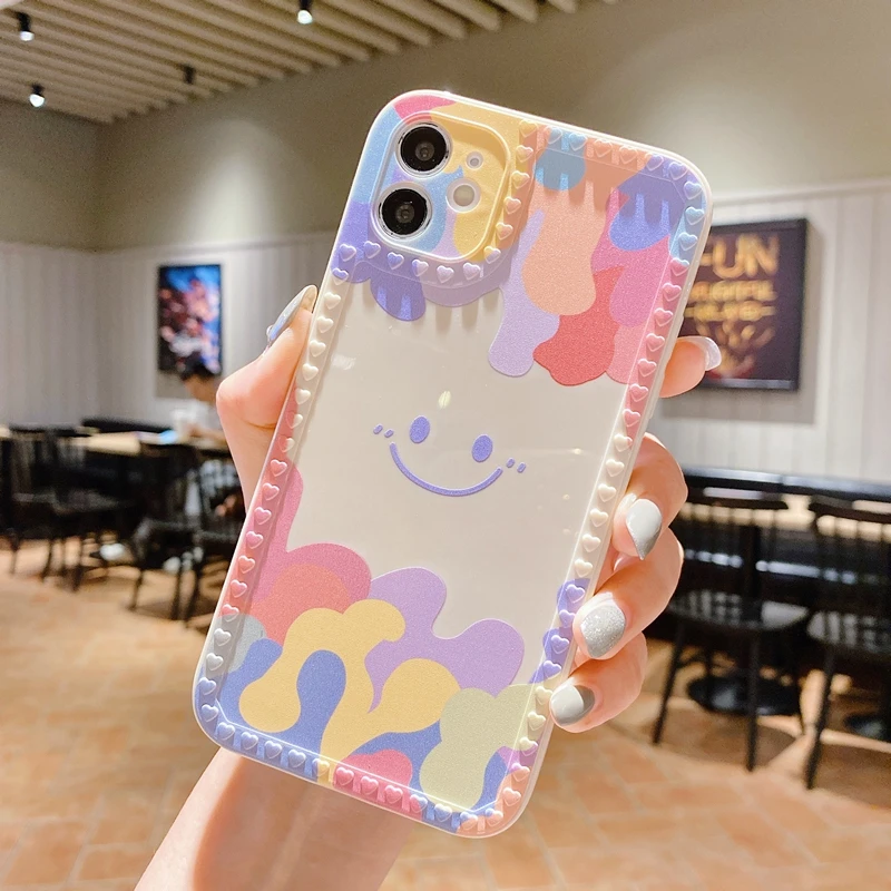 Summer Ice Cream Smile Love Heart Phone Case for iPhone 13 11 Pro Max 12 Mini X Xs Xr 6s 8 7 Plus SE 2020 Lens Protection Cover