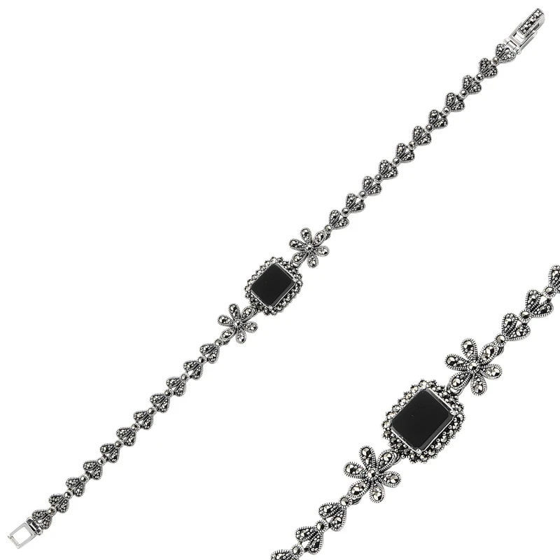 

Серебряный 925 пробы Marcasite и браслет из натурального камня