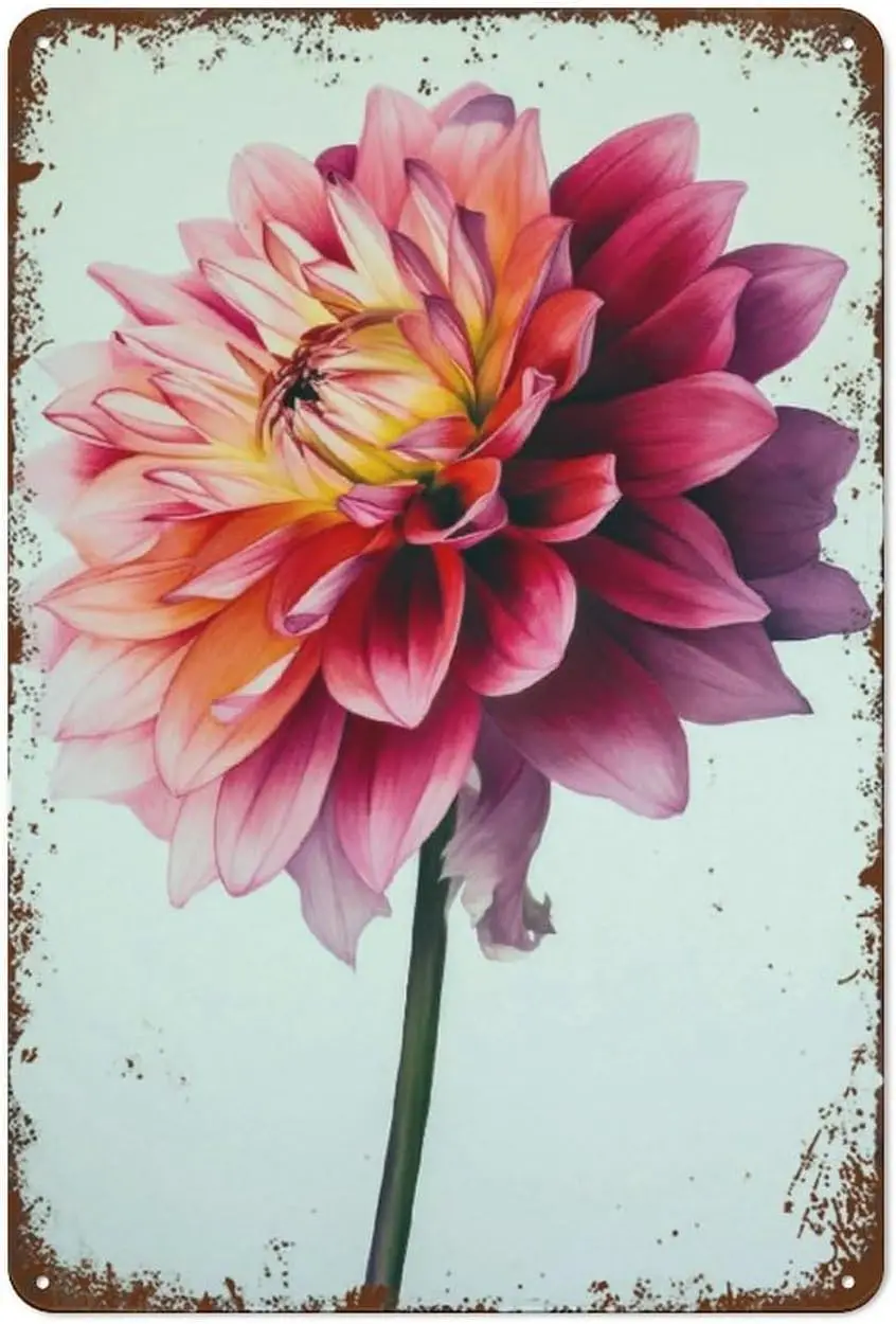 Wtercolor Flower Vntge Tn Sgn Metl Wll Stress Relef Gft Fun Декор 812 nches