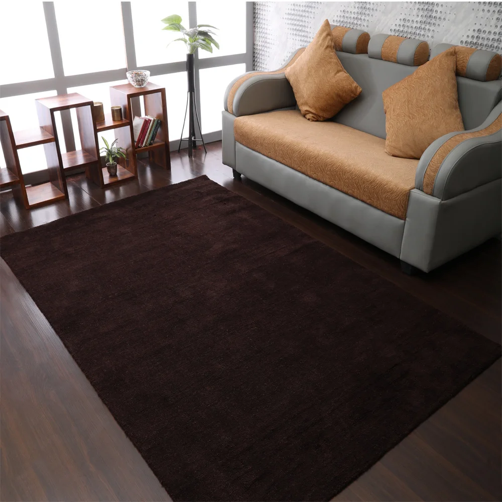 

Hand Knotted Loom, Solid Wool Area Rug, Brown, 3`x5`