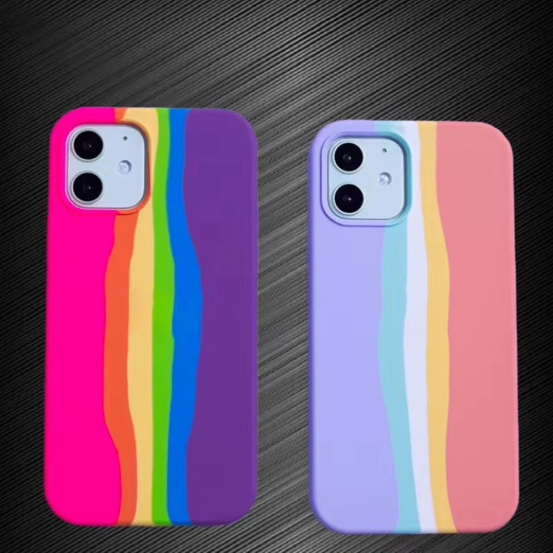 Радужный чехол для телефона iPhone 6 7 8 Plus X XR 11 12 Pro Max силиконовый цветной милый с