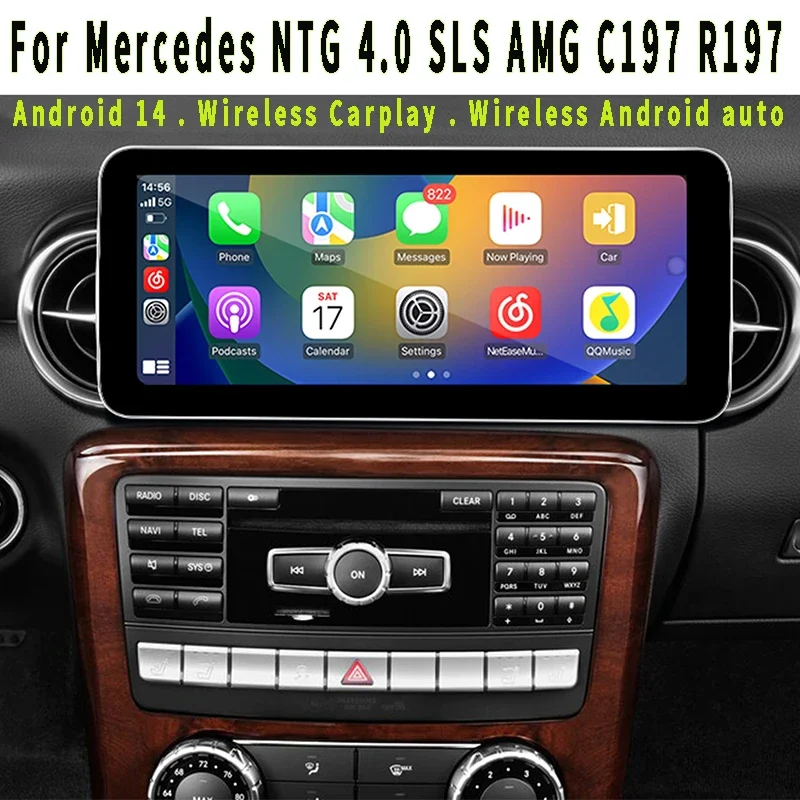 Фото Беспроводная навигация Android, беспроводной CarPlay, беспроводной Android Auto, большой экран 10.25 дюймов, Android 14 для Mercedes NTG 4.0 SLS AMG C197 R197 №1