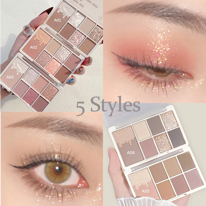 7 Colors Glitter Eyeshadow Palette Matte Shimmer Soft Touch Long Lasting Waterproof Pigmented Brighten Eyes Makeup Cosmetics