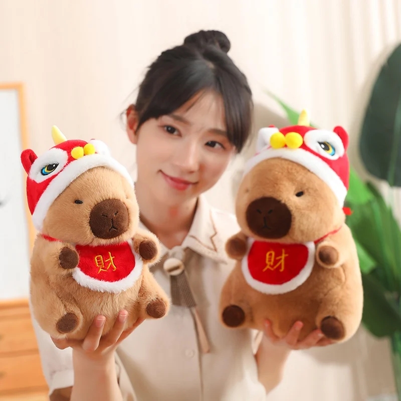 Высокое качество мультфильм Рождественская капибара плюшевая кукла подушка