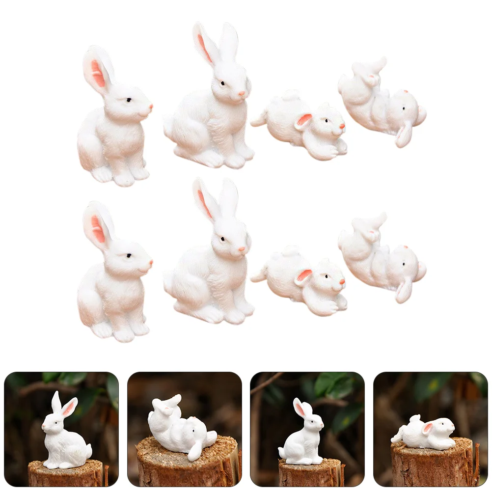 

20pcs Vivid Bunny Adornment Resin Rabbit Craft Model for Micro Landscape
