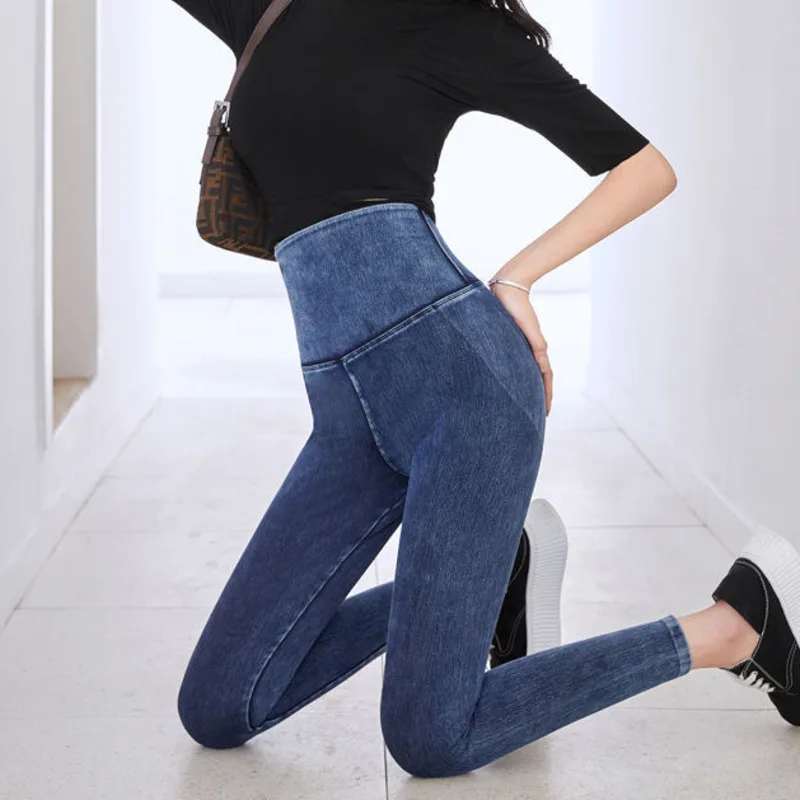 

Женские джинсы, леггинсы с высокой талией, Стрейчевые облегающие брюки-карандаш из 2021 денима, эластичные подтягивающие бедра, весна-осень, женская модель