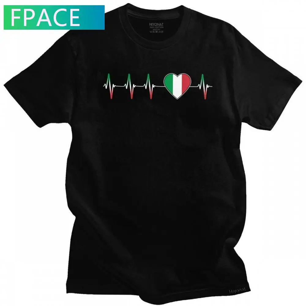 

Fashion Italian Heartbeat Italy Flag T Shirts Men Short Sleeved Casual Tee Tops O-neck Fitted 100% Cotton Tshirt Gift Clothing