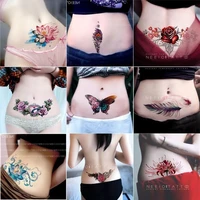 4591018 pieces long lasting blue flower jewelry tattoo sticker sexy belly block scar stretch marks waterproof tattoo sticker