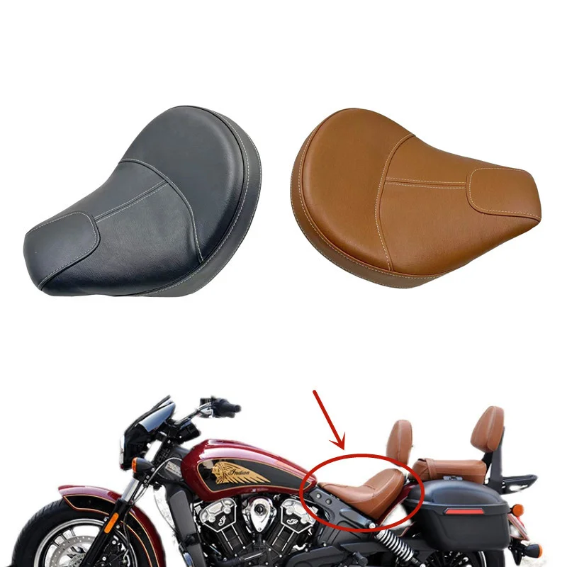 

Motorcycle Leather Driver Front Solo Pillion Seat Rider Cushion Saddle Black/Brown For Indian Scout 2015-20 Scout Sixty 16-2020