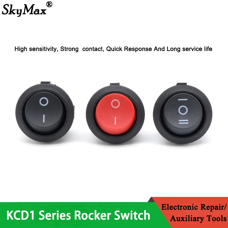 

1/5PCS 23MM KCD1 Round Rocker Switch 2/3Pin ON-OFF-ON 2/3 Position 6A/250VAC 10A/125VAC SPST LED Car Push Button Switch