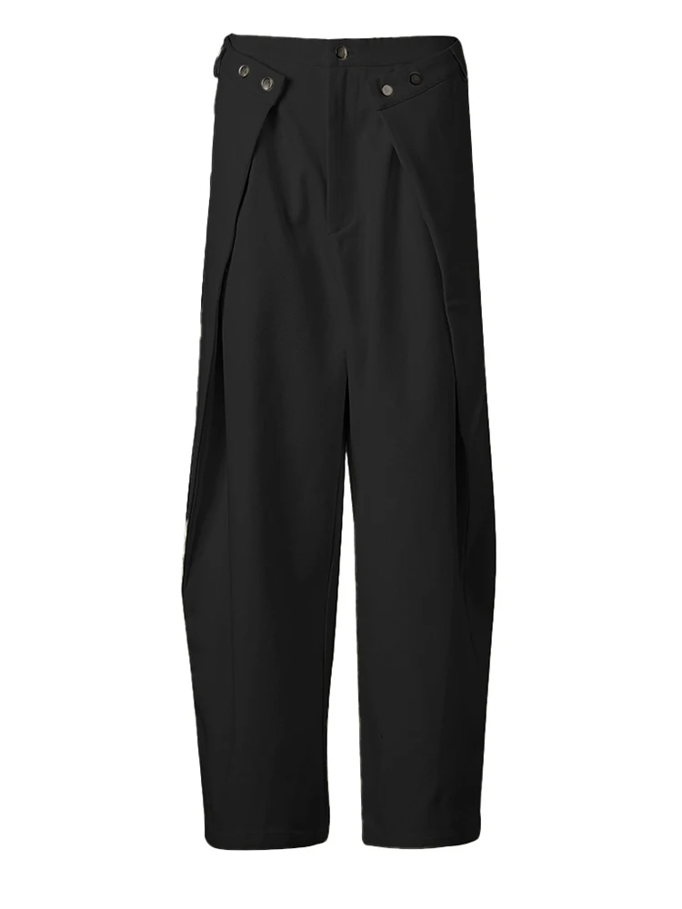 EAM Длинные широкие брюки с высокой талией и черными пуговицами новые женские