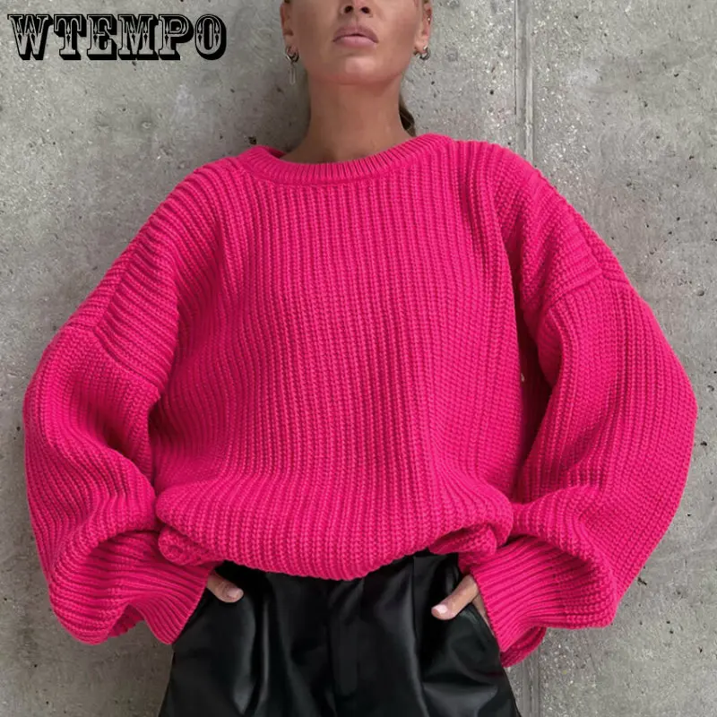 

Имитация норки, мягкая трикотажная ткань, однотонные Женские повседневные пуловеры, теплый базовый вязаный джемпер с круглым вырезом на ос...