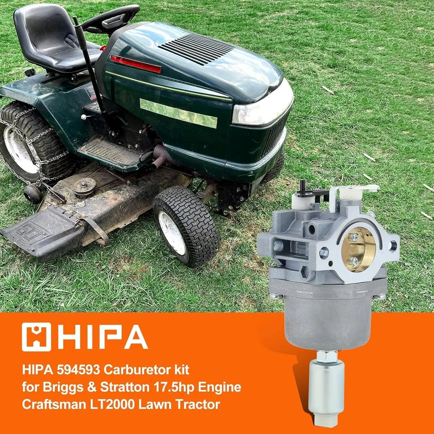 Фото Карбюратор Hipa 594593 для газонокосилок Craftsman LT2000 (17.5 л.с.), совместим с моделями 591731, 594601, 594605, 796078, 590400, 31H777, 31C707, 31P777 №2