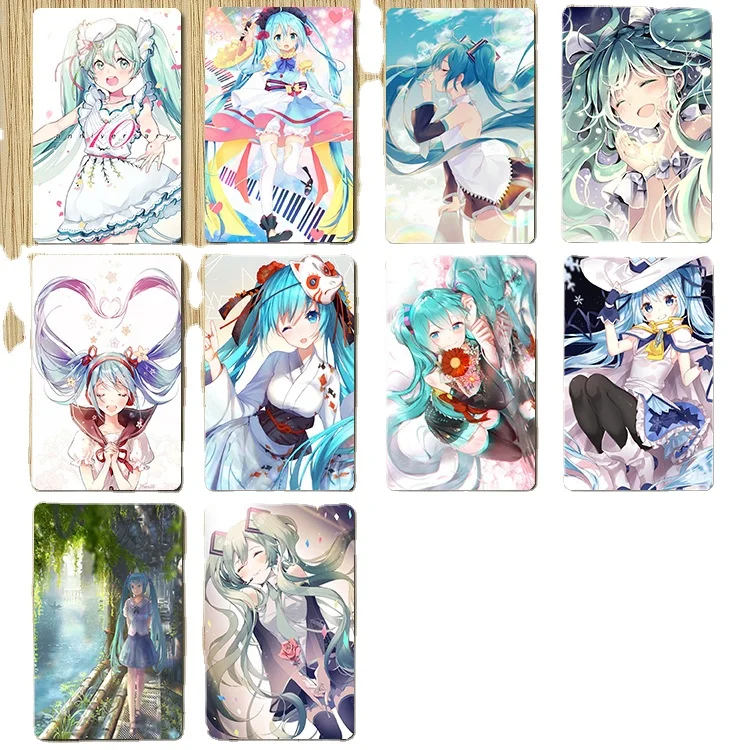 Набор из 10 аниме-наклеек Chibi Miku Card студенческий автобус Карта метро банковские
