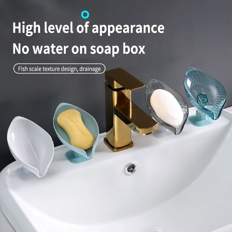 

Removable Bottom Soap Dish For Bathroom Shower Leaf Shaped Drain Rack Sponge Soaps Holder With Powerful Suction Cup Exquisite
