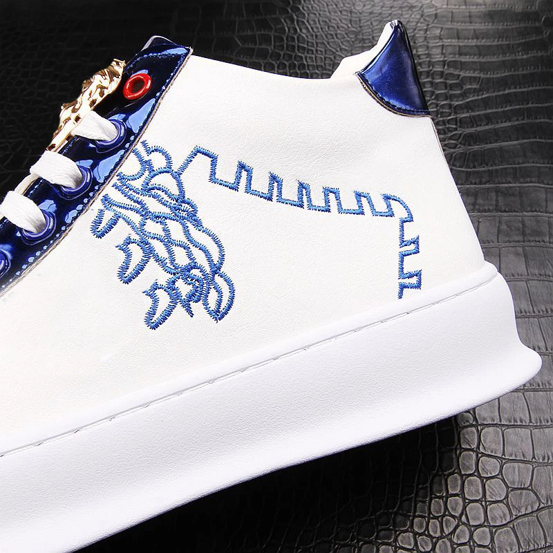 Роскошные мужские туфли лоферы на платформе трендовые ботинки маленькие белые с