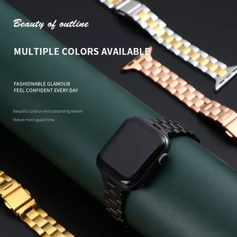 Metal Strap Compatible Apple Watch Band 38mm 40mm 41mm 44mm 42mm 45mm Stainless Steel Bracelet for iWatch 7 6 SE 5 4 3 2 Series