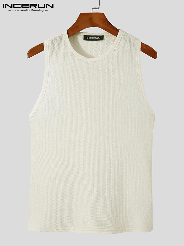 

Men Tank Tops Solid Color Round Neck Sleeveless 2022 Fashion Casual Vests Summer Streetwear Leisure Men Clothing S-5XL INCERUN