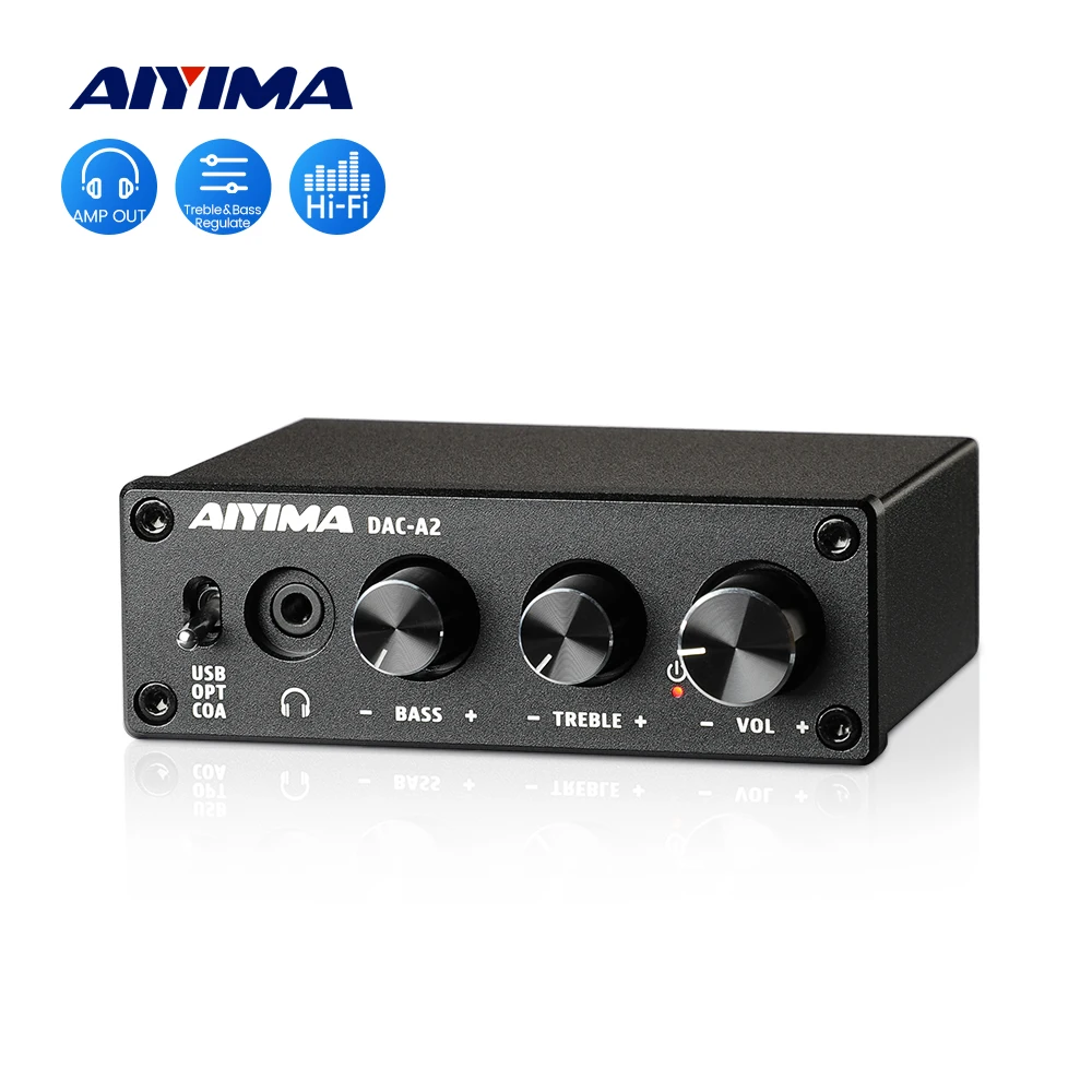 AIYIMA HiFi Audio Decoder USB DAC Headphone Amplifier Coaxial Optical Output Stereo Gaming DAC For Amplifier Active Speakers
