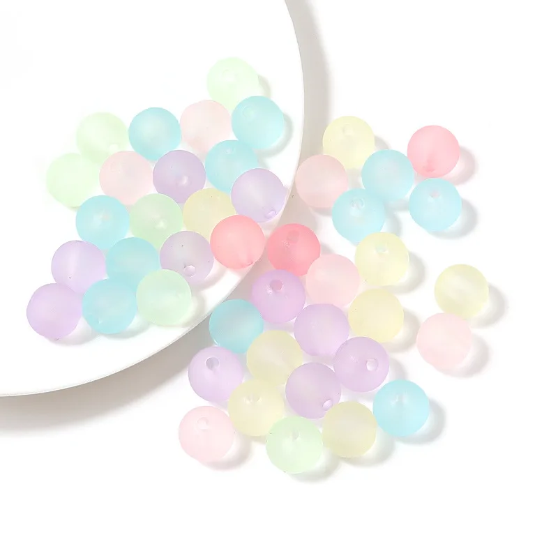 

100pcs Acrylic Round Bead 6/8/10mm Transparent Frosted Loose Beads for Jewelry Making DIY Bracelet Decorative Accessories