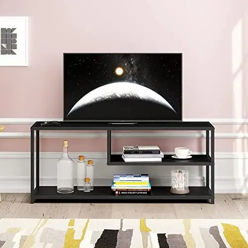 

Stand for TV up to 55 Inch, Entertainment Center, Corner Console Table, LED Television Shelf, Small Wood Media Cabinet with Stor