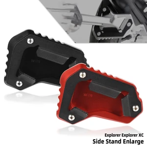 Motorcycle CNC Aluminium Kickstand Extension Pad For Explorer XC 2011 2012 2013 2014 2015 Side Stand Enlarger Stand Support