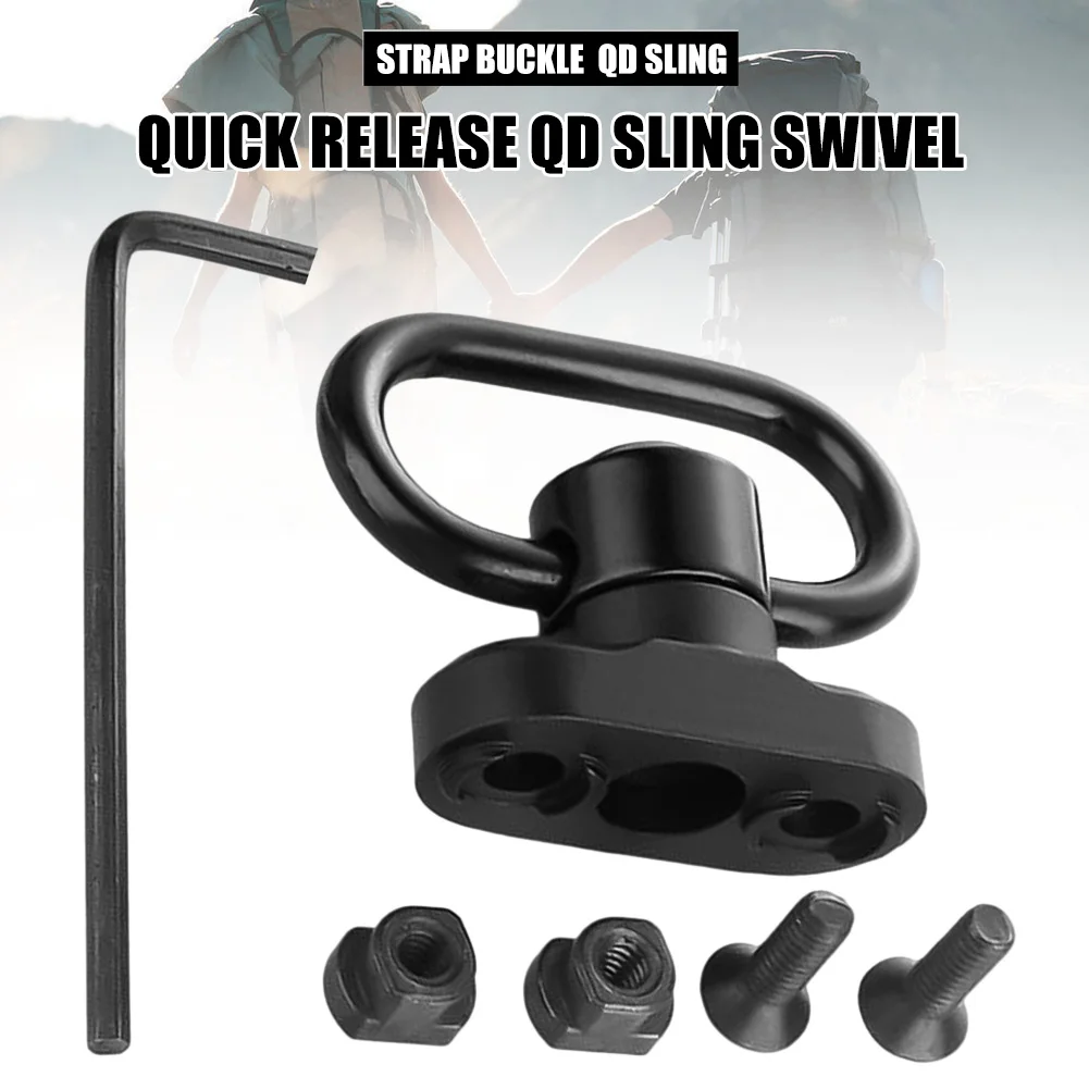 

1.25” QD Sling Swivel Heavy Duty Quick Detach Push Button Swivels for Two Point Sling 360°Rotatable Easy to Mount