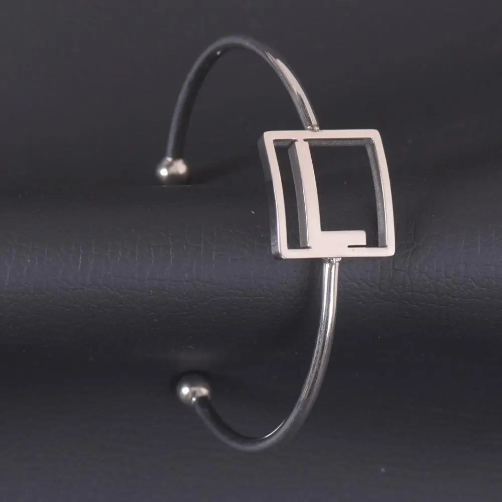 

New Aarrive L Letter Bracelet Stainless Steel Silver Color Name Bangle