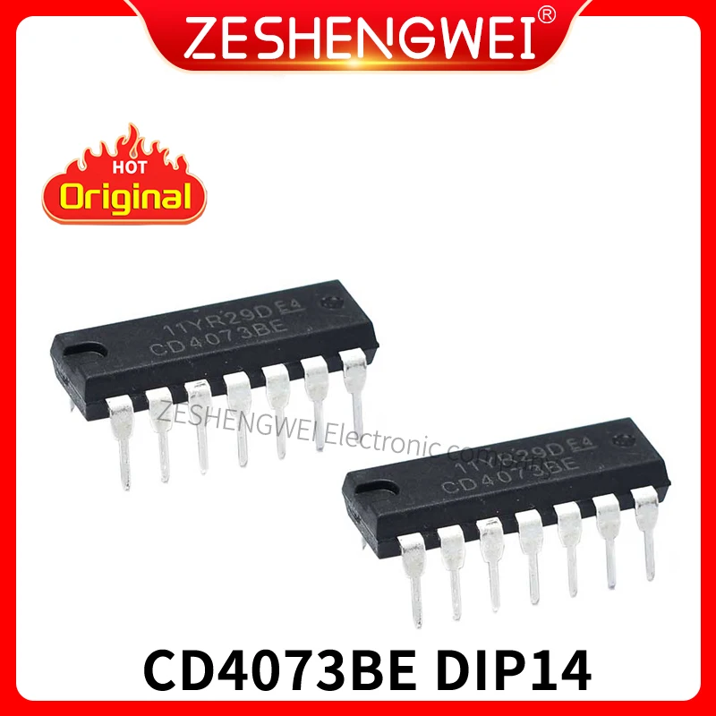 

10PCS CD4073 CD4073BE DIP DIP-14 Three 3-input AND Gate Logic Chip Original And New