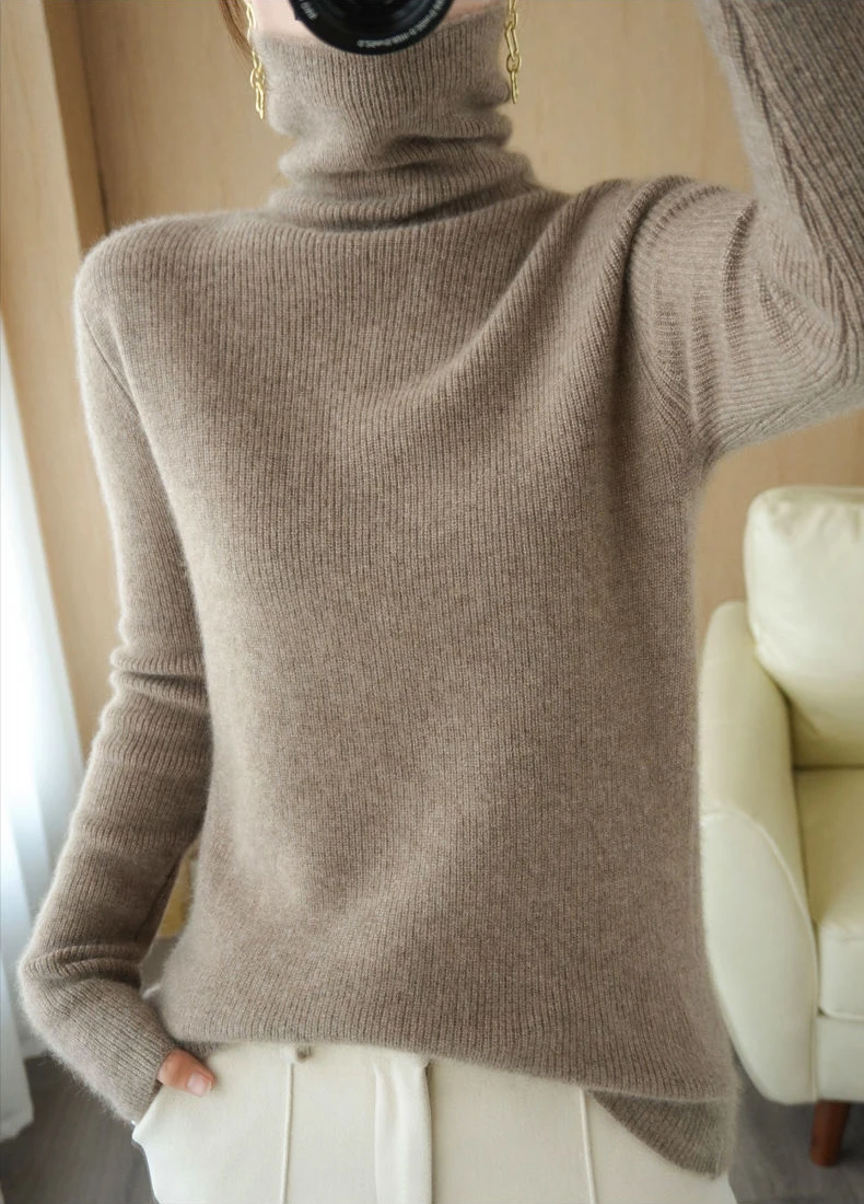 

2022 Winter New Turtleneck Cashmere sweater women winter cashmere jumpers knit female long sleeve thick loose pullover