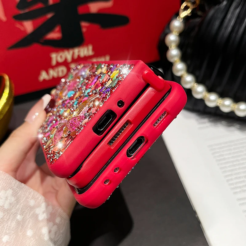 Для Samsung Galaxy Z Fold 3 4 5 6 роскошный милый женский чехол с бриллиантами камнем