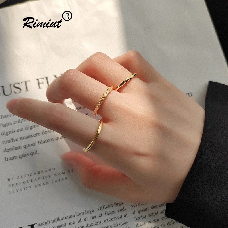 

Rimiut Ring 2022 18K Gold Plated Frosted Index Finger Ring Plain Circle Simple Tail Ring Women Party Jewelry for Women Best Gift
