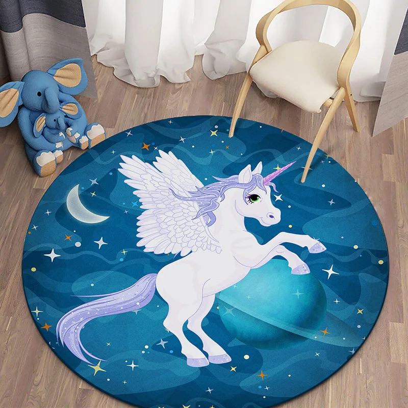

Cartoon Children's Round Carpet Bedroom Living Room Girl with The Same Room Computer Chair Hanging Basket Swivel Chair Floor Mat