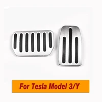 for tesla model 3 y 2021 accessories model 3 aluminum alloy accelerator brake rest pedal car foot pedal pads covers three