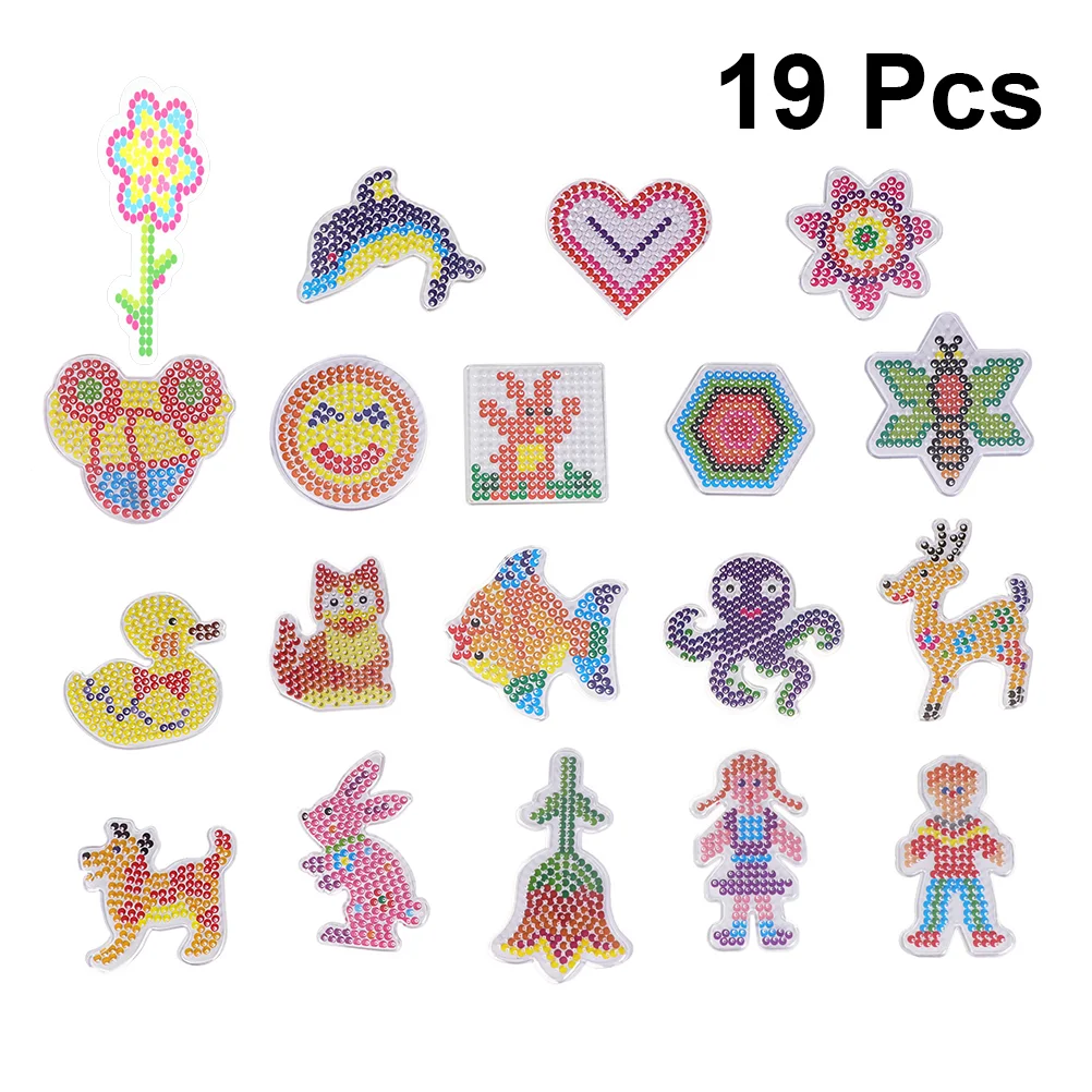 

19pcs Fuse Beads Boards Various Fuse Beads Pegboards for DIY Children Kids