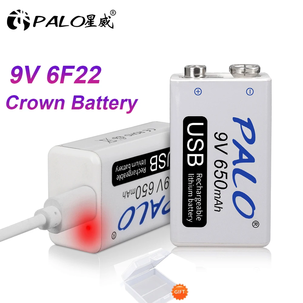 9V 6F22 Rechargeable Battery 650mAh Micro USB 9 Volt Lithium Li-ion 9v Batteries for Multimeter KTV Microphone Metal Detector
