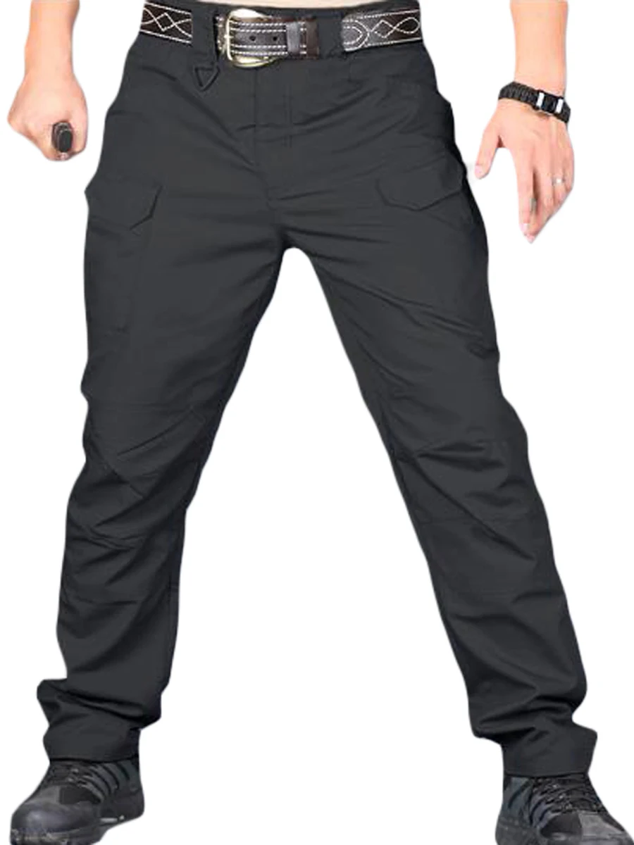 Winkinlin Mens Cargo Pants Zipper Button Slim Fit Trousers Casual Tracksuit Jogger Pants with Pockets