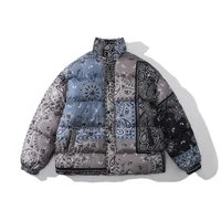 hip hop cashew flower print parka jacket butterfly print padded jacket 2022 men streetwear coat cotton jacket winter outwear zip