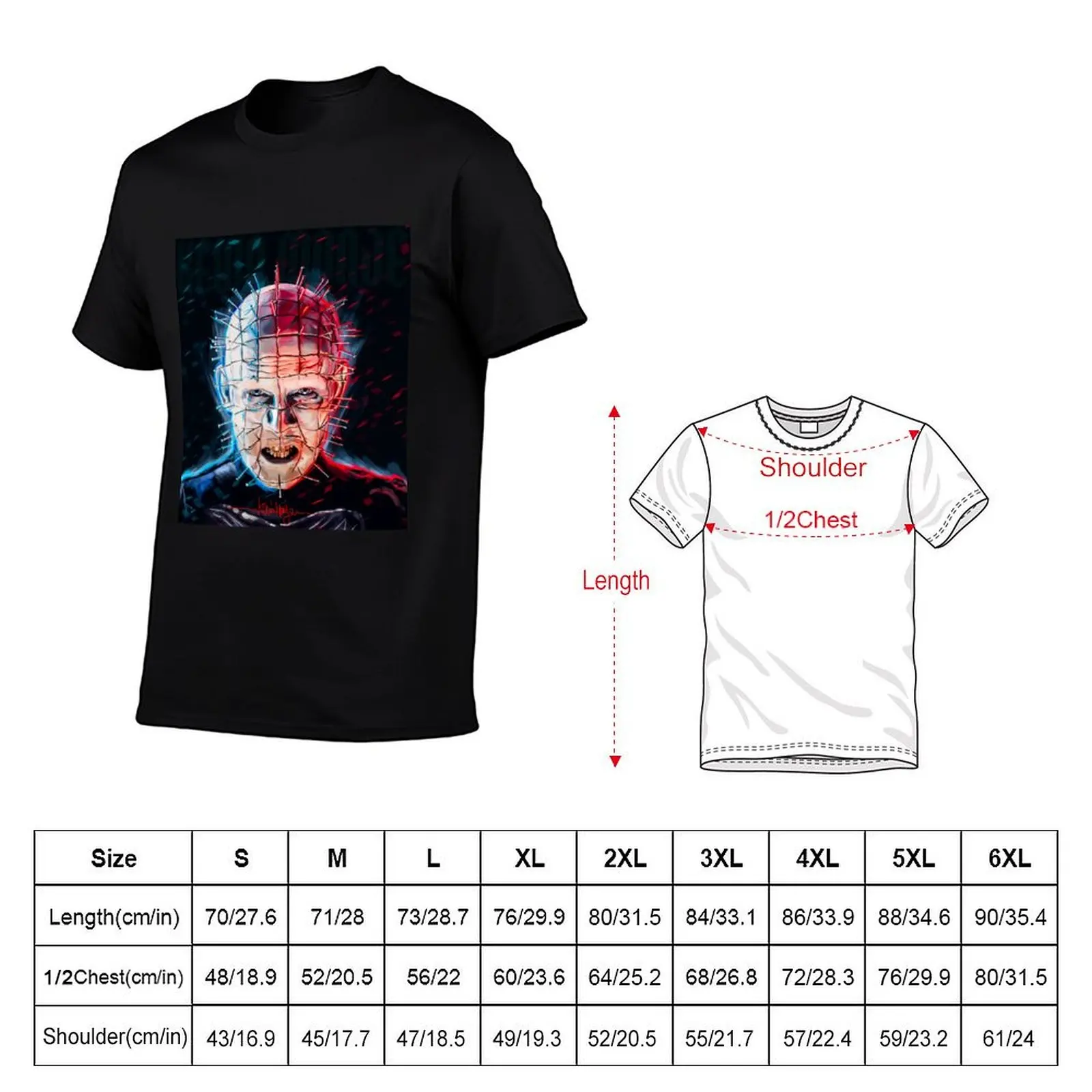 Футболка Pinhead (Hellraiser) в минималистском стиле, повседневная, с короткими рукавами (art.: 3920dbe8209cf) - 3920dbe8209cf